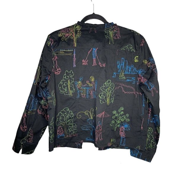 Coldwater Creek Jacket Size L Art-to-Wear Cotton Embroidered Lux Shopping Coffee - Picture 2 of 6